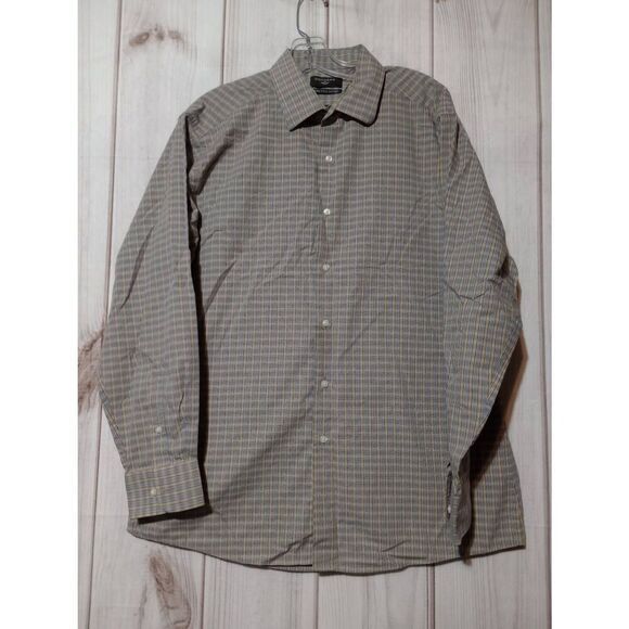 Dockers Shirt Men's Large Blue Tan Button Front‎ Long Sleeve - Picture 1 of 9